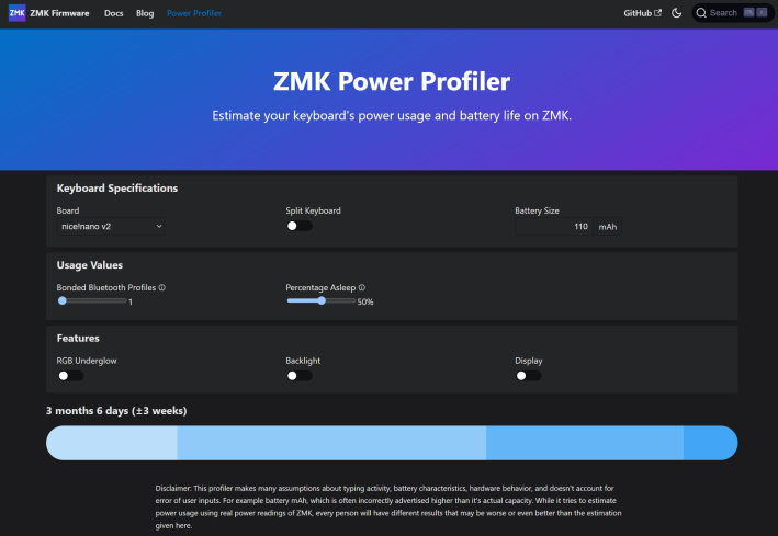 An image of the power profiler in ZMK.