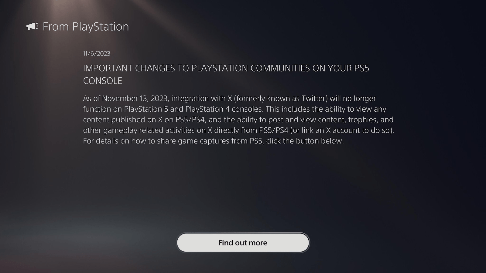 A PlayStation notice