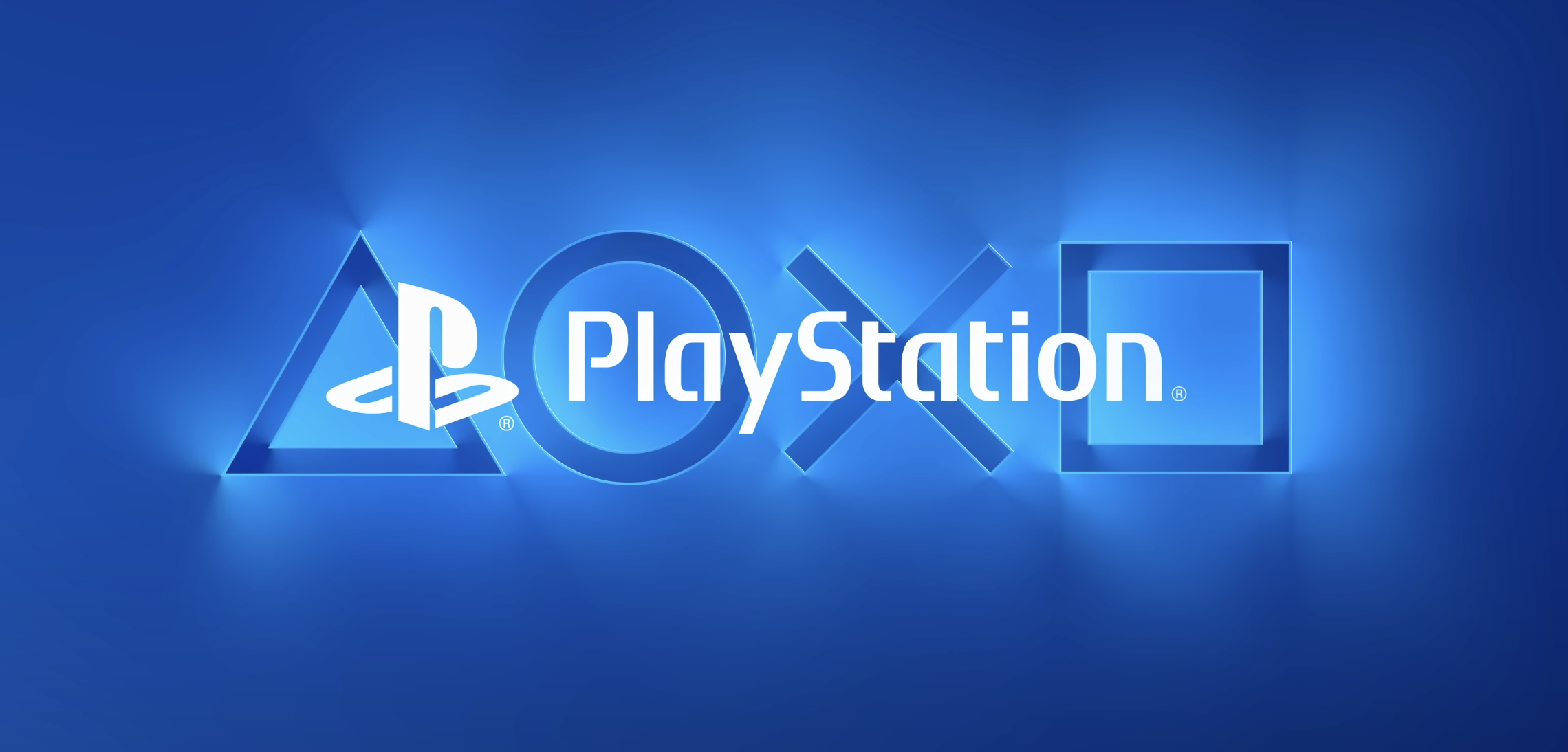The Playstation logo: a triangle, circle, X, and square in blue behind the words "PlayStation" in white
