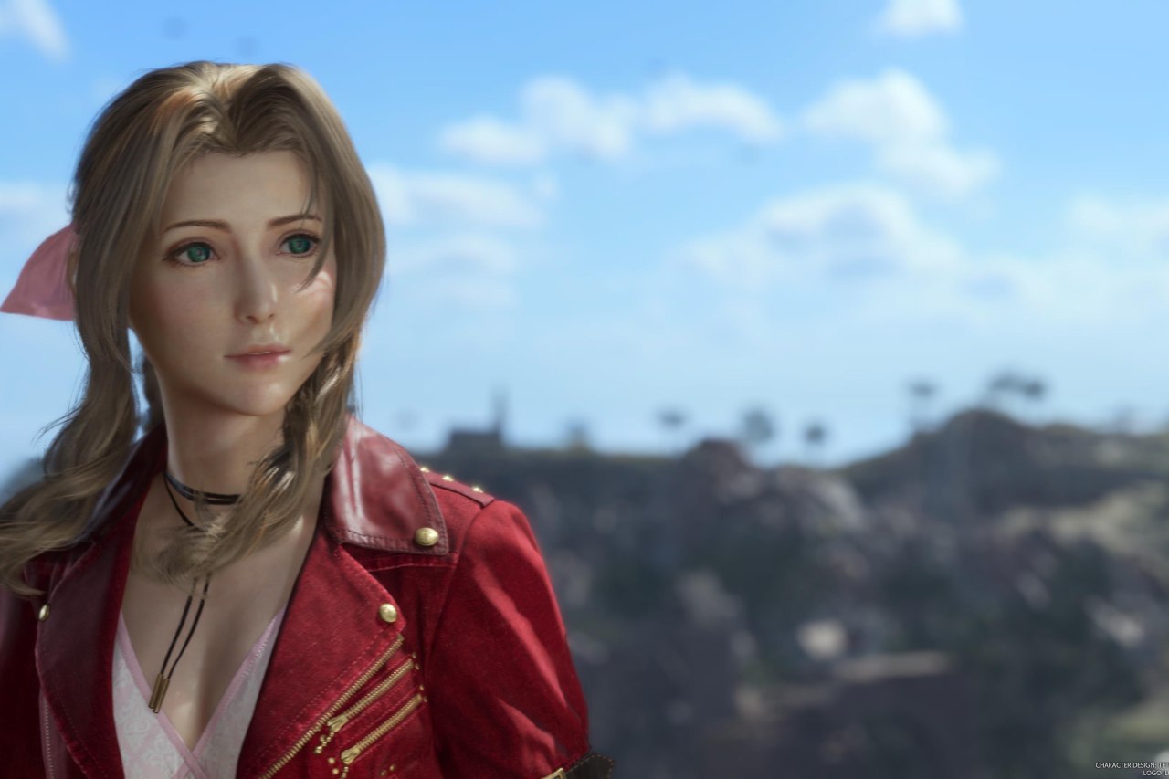 A screenshot of Aerith from final fantasy vii rebirth