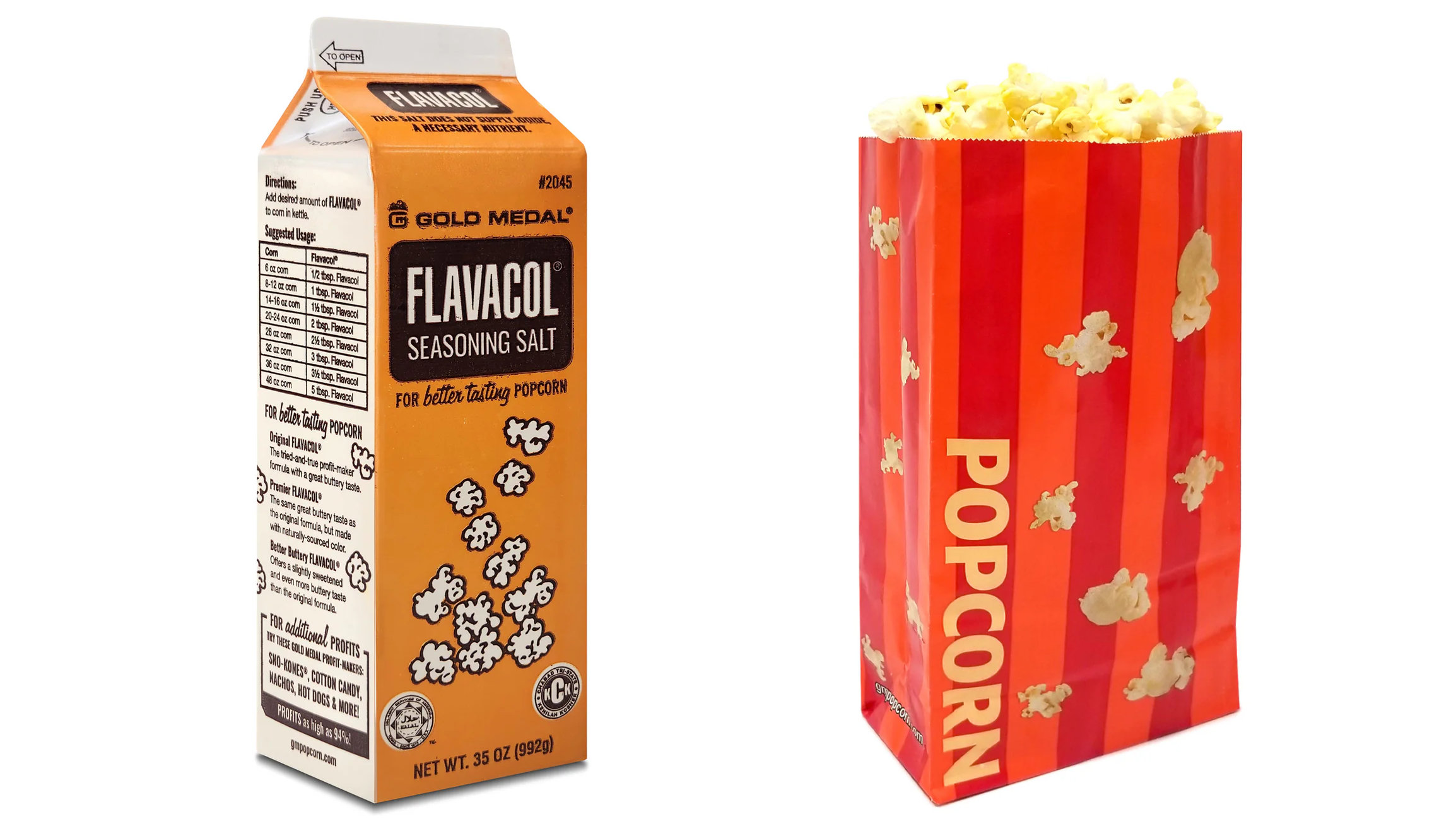 Flavacol next to some popcorn.