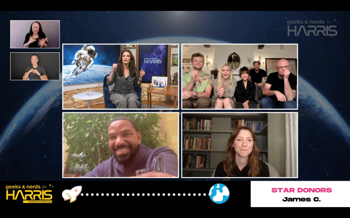 The cast of "The Boys" on the "Geeks and Nerds for Harris" stream