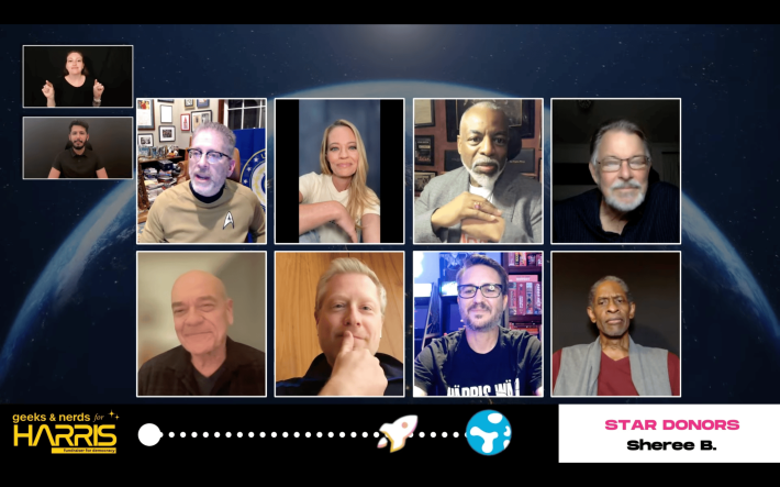 Star Trek actors on the "Geeks and Nerds for Harris" livestream