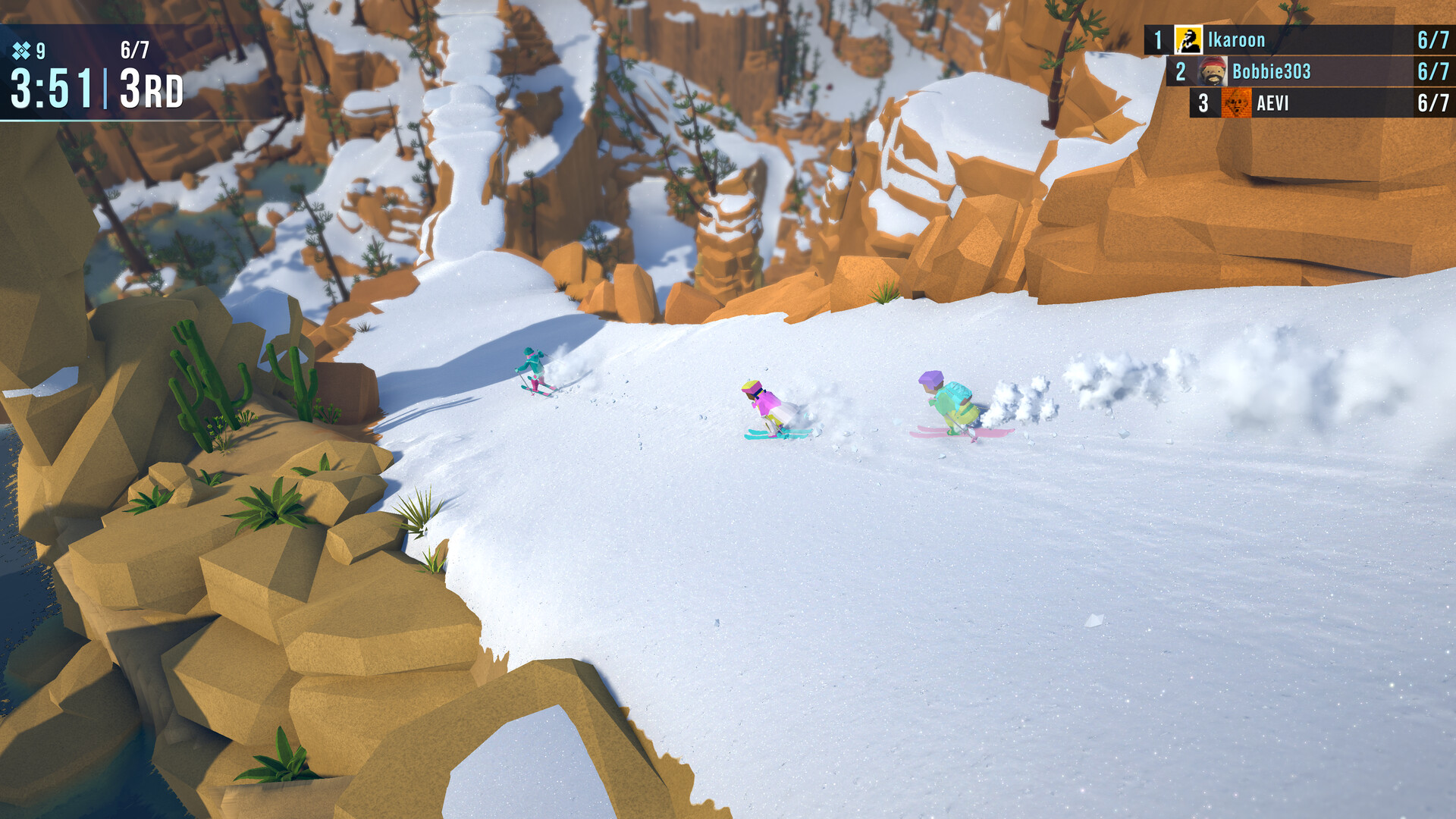 A screenshot from Lonely Mountains: Snow Riders