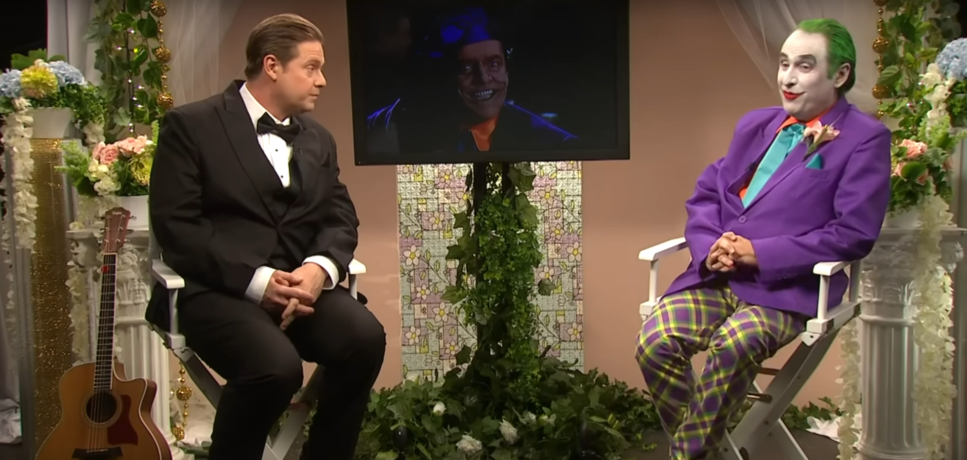 Tim Heidecker and Gregg Turkington from the 7th annual on cinema at the cinema oscar special. Gregg is dressed like the joker from batman.