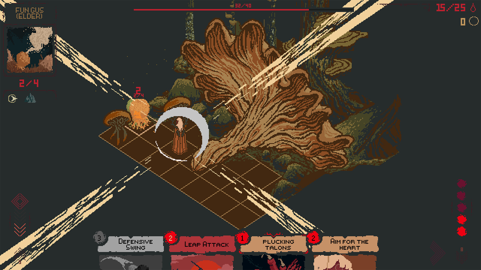 a screenshot from death howl depicting its turn based combat grid