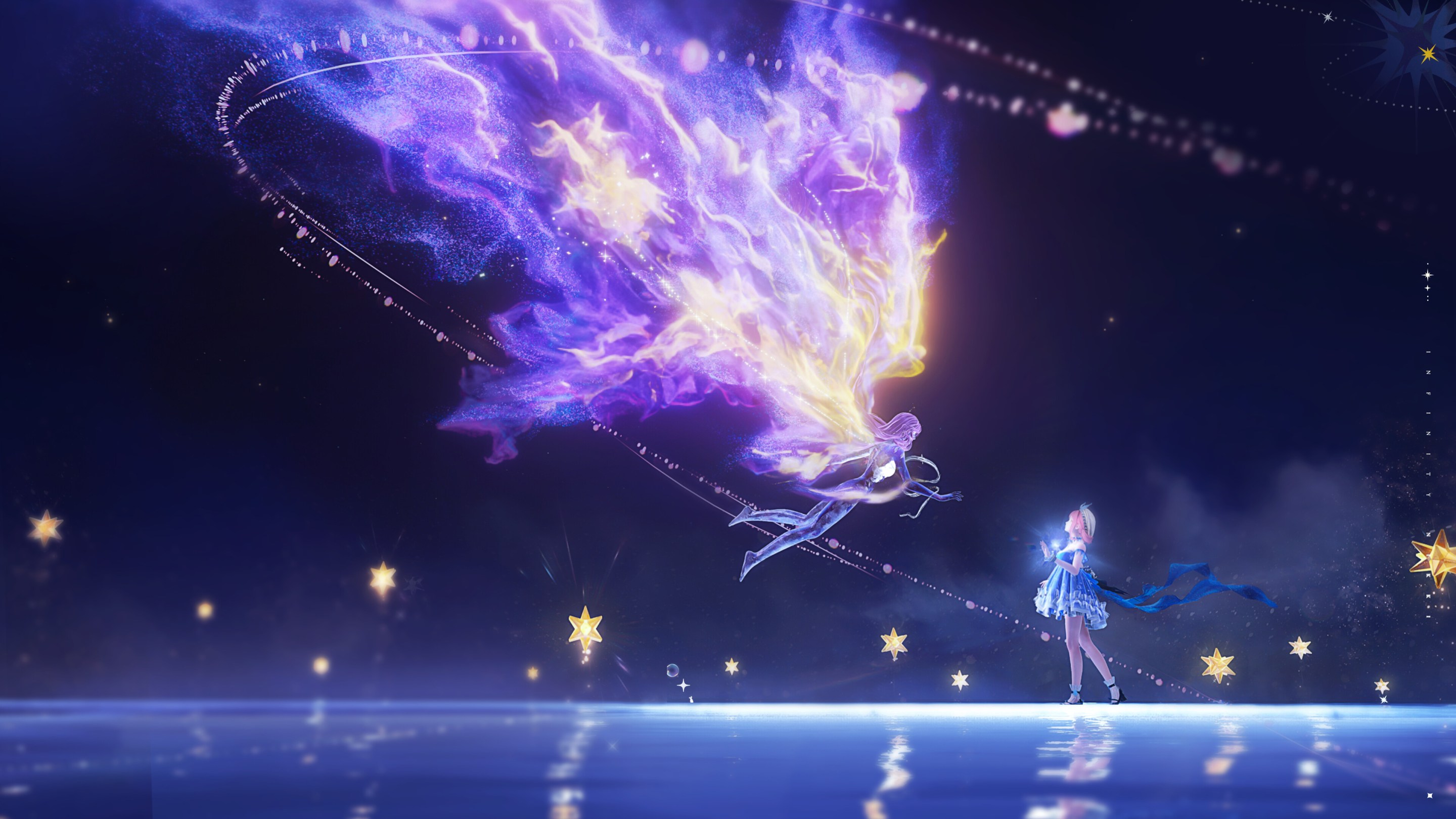 The seer flying through the Sea of Stars toward Nikki