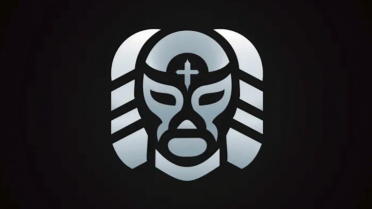 Dropkickd logo of a wrestler wearing a luchador mask.