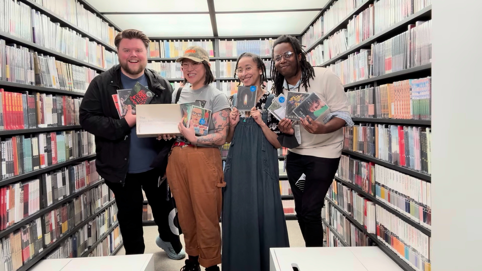 Me, my partner, and our new friends Dan and Kato inside the Criterion Closet.