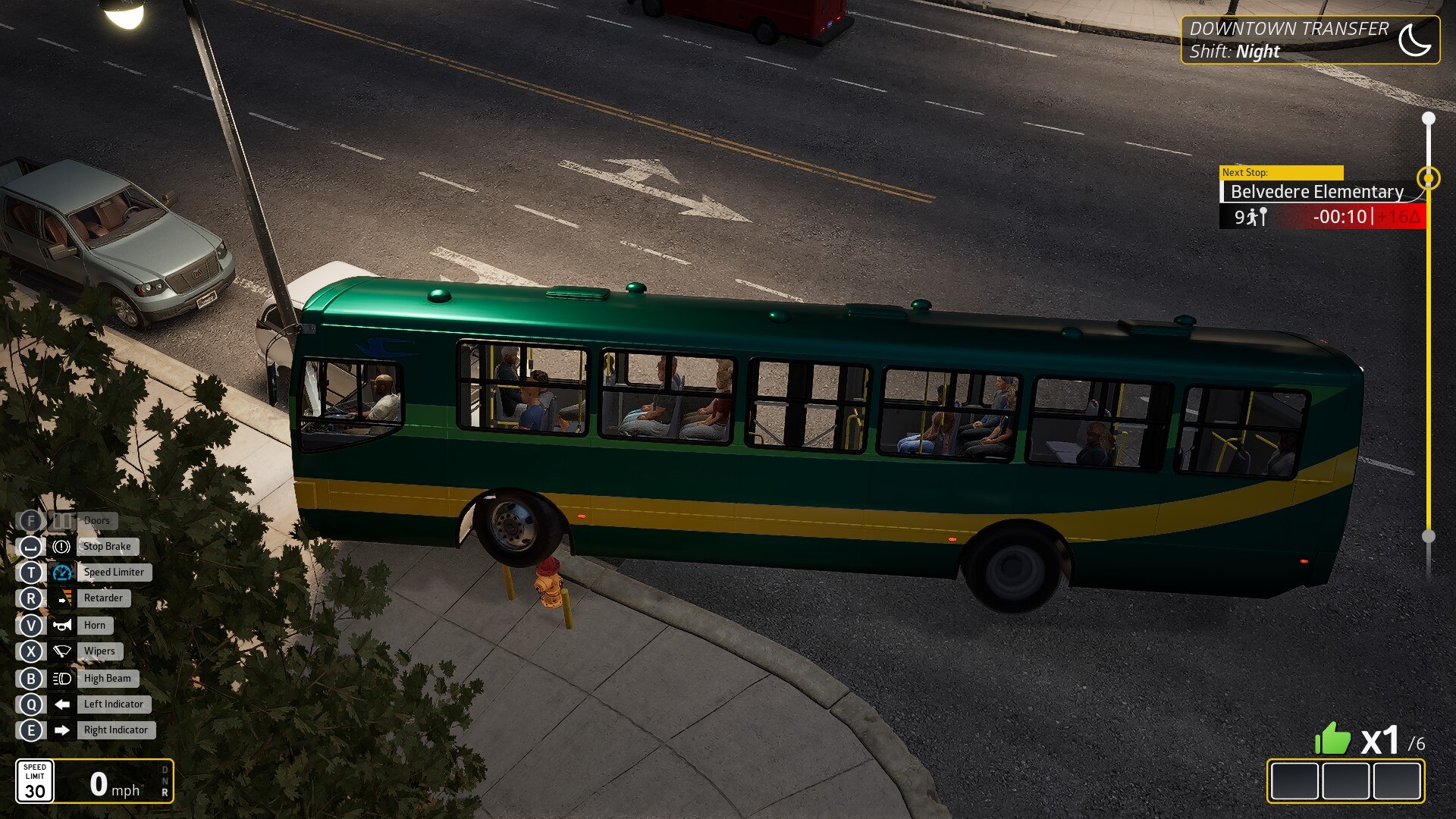 a bus wedged in the road in the video game Bus Bound